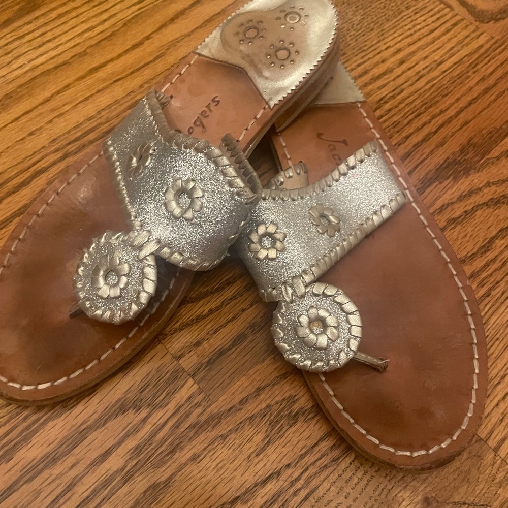 Jack Rogers Silver and Tan Women's Sandals